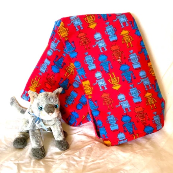 ROBOT PRINT BLANKET, Pure Cotton 2 Layer Flannel - Picture 1 of 4